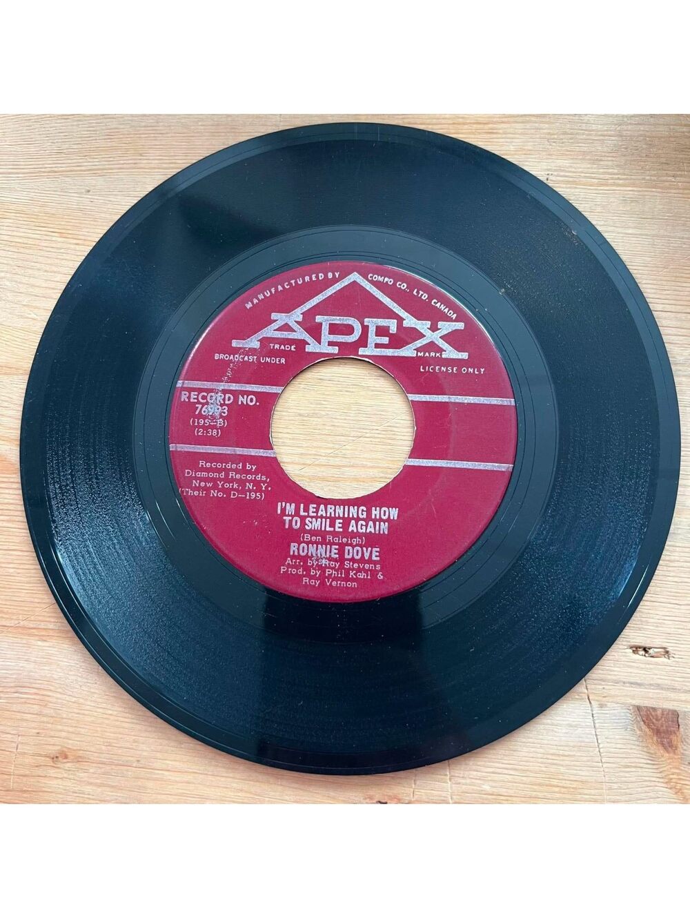 Ronnie Dove - I'm Learning how to Smile Again 45rpm VG+ R08